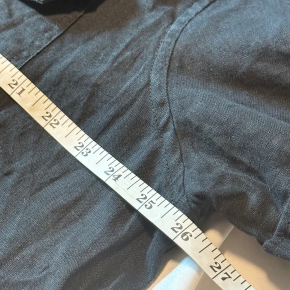 Banana Republic 100% Linen Shirt Mens XL Black Short Sleeve Button Front - Picture 5 of 8